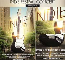 音乐盛典海报/传单模板(第二版)：Indie Festival Concert Flyer
